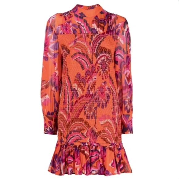 Farm Rio Chevron Forest Orange Mini 
Dress Size M - Picture 2 of 13